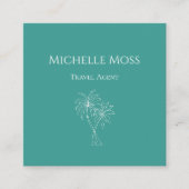 トロピッモダンクな葉ヤシの木ティール(緑がかった色)グリーン スクエア名刺 (正面)