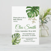 トロピッモダンクの葉の男女兼用赤ちゃんシャワー 招待状 (スタンド正面)