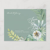 トロピッモダンクの葉結婚のセージの保存日 インビテーションポストカード (正面)