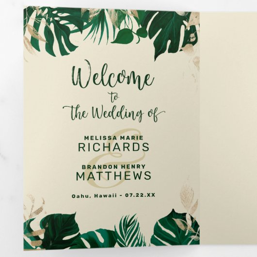 トロピッモダンクの金ゴールド式結婚の葉 三つ折りプログラム (内部最初)