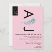 トロピッモダンクはっきりしたパームティール(緑がかった色)ピ結婚ンクI 招待状 (正面)