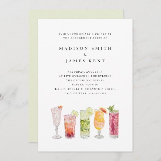 トロピッモダンクカクテル結婚婚約パーティ 招待状 (正面/裏面)