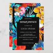 トロピッモダンクカラフルブラックベースブライダルシャワー 招待状 (正面/裏面)