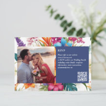 トロピッモダンクカラフル秋の結婚式RSVPカード