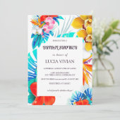 トロピッモダンクカラフル・ホワイト・ベースブライダルシャワー 招待状 (スタンド正面)