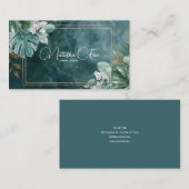 トロピッモダンクティール(緑がかった色)大理石&金ゴールドグリッター 名刺 (正面/裏面)