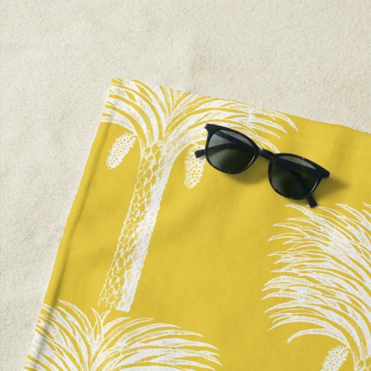トロピッモダンクデイトパームイエロー ビーチタオル (インサイチュ)