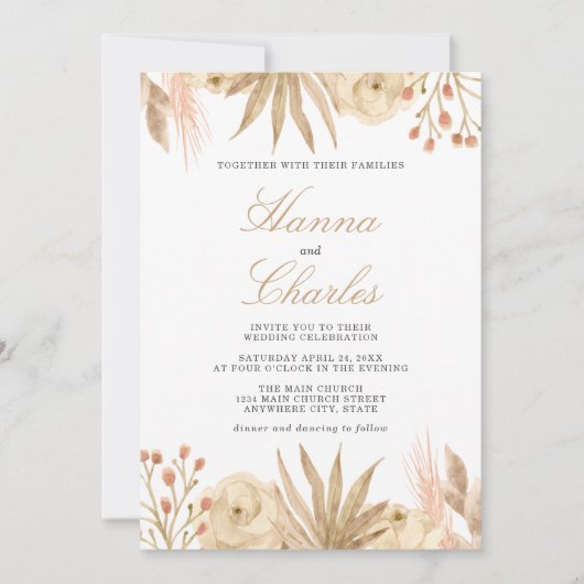 トロピッモダンクデザートボホ結婚式招待状 招待状 (正面)