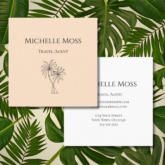 トロピッモダンクパームツリーズの葉スケッチ スクエア名刺