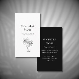 トロピッモダンクパームツリーズスケッチ白黒 名刺