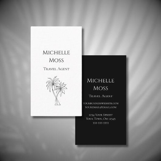 トロピッモダンクパームツリーズスケッチ白黒 名刺