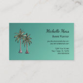 トロピッモダンクパームツリーズティール(緑がかった色)イベントプランナー 名刺 (正面)