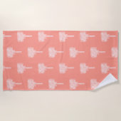 トロピッモダンクパームツリーズピーチピンクホワイト ビーチタオル (正面)