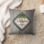 トロピッモダンクパームツリーファミリーモノグラム名 クッション (ブランケット)