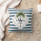 トロピッモダンクパームツリーブルーストライプセツモノグラム クッション (ブランケット)