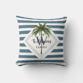 トロピッモダンクパームツリーブルーストライプセツモノグラム クッション (正面)