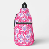 トロピッモダンクピンクフローラパーソナライズされた名 スリングバッグ (正面)