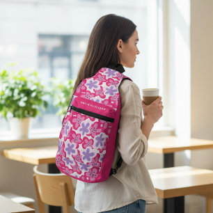 トロピッモダンクピンクフローラパーソナライズされた名 スリングバッグ