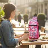 トロピッモダンクピンクフローラパーソナライズされた名 スリングバッグ