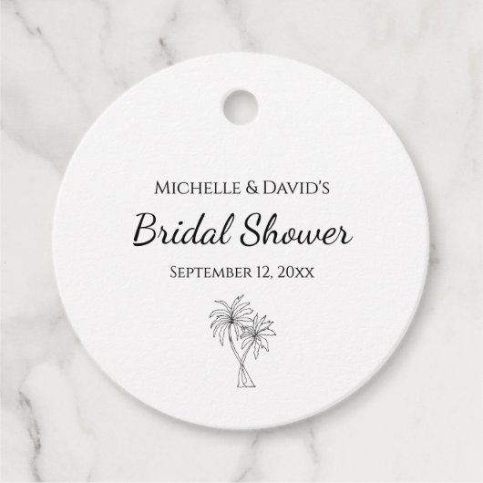 トロピッモダンクブライダルシャワーエレガントヤシの木 フェイバータグ (正面)