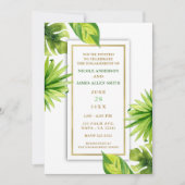 トロピッモダンクミニマルグリーン離れ婚約 招待状 (正面)