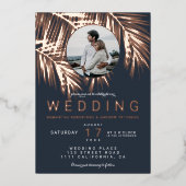 トロピッモダンク光バラ金ゴールド結婚ヤシ 箔招待状 (正面)