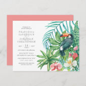 トロピッモダンク水の色葉のとトゥーカン結婚ズ インビテーションポストカード (正面/裏面)