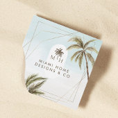 トロピッモダンク水色ヤシの木モノグラム スクエア名刺