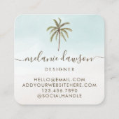 トロピッモダンク水色ヤシの木モノグラム スクエア名刺 (裏面)