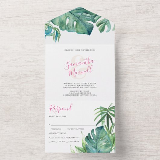 トロピッモダンク結婚・シック・オールインワン招待状 オールインワン招待状 (内側)