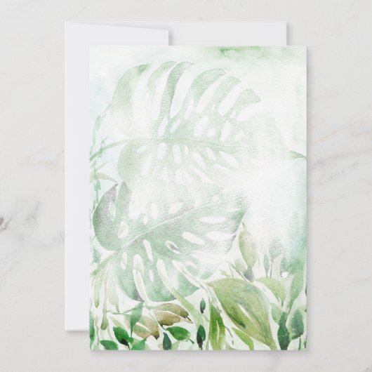 トロピッモダンク緑の水のカラーブライダルシャワー 招待状 (裏面)