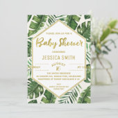 トロピッモダンク茎葉赤ちゃんシャワー招待状 招待状 (スタンド正面)
