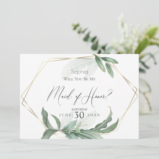 トロピッモダンク葉エレガントメイド・オブ・オーナー(花嫁付き添い人) 招待状 (スタンド正面)