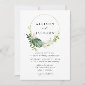 トロピッモダンク葉金ゴールド円枠結婚s 招待状 (正面)