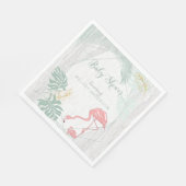 トロピッモダンク葉・ピンク・フラミンゴ・ベビー・シャワー スタンダードランチョンナプキン (角)