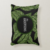 トロピッモダンク葉・モノグラム名 アクセントクッション (正面(垂直))