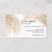 トロピッモダンク金ゴールドホワイトパームツリーリーフ 名刺 (裏面)