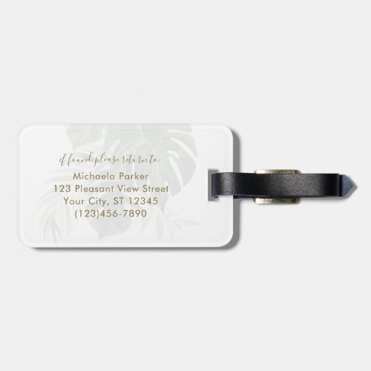 トロピッモダンク離れパーソナライズされた ラゲッジタグ (裏面横)