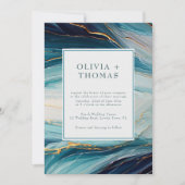 トロピッモダントブリス金ゴールドティール（緑がかった色）海結婚波 招待状 (正面)