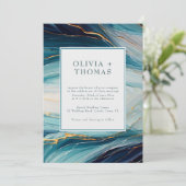 トロピッモダントブリス金ゴールドティール（緑がかった色）海結婚波 招待状 (スタンド正面)