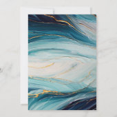 トロピッモダントブリス金ゴールドティール（緑がかった色）海結婚波 招待状 (裏面)