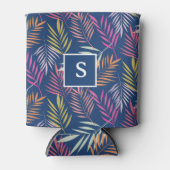 トロピッモノグラムのクカラフルパーム葉 缶クーラー (正面)