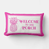 トロピッ名門私立校風のクピンクパイナップルポーチ ランバークッション (正面)