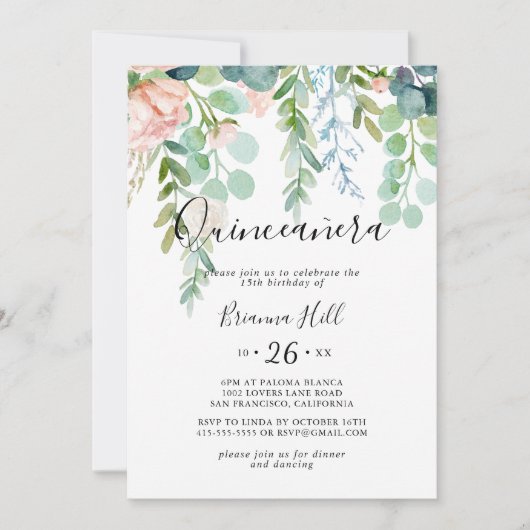 トロピッ図解入りの、写真付きのクカラフルフローラキンセアニラ 招待状 (正面)