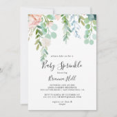 トロピッ図解入りの、写真付きのクカラフルフローラベビー散布 招待状 (正面)