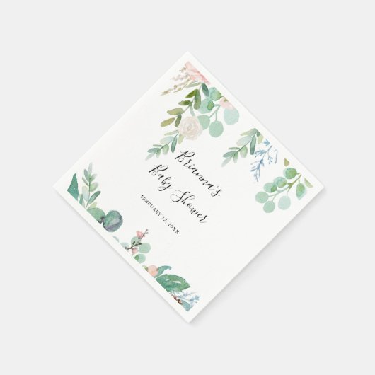 トロピッ図解入りの、写真付きのクカラフルフローラ赤ちゃんシャワー スタンダードカクテルナプキン (角)