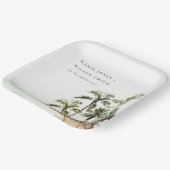 トロピッ素朴クパームツリーズビーチサンド結婚ズ ペーパープレート (傾斜あり)