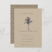 トロピッ素朴クパームツリーネイビークラフトウェディングRSVP エンクロージャーカード (正面/裏面)