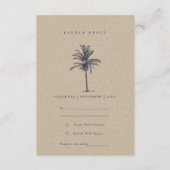 トロピッ素朴クパームツリーネイビークラフトウェディングRSVP エンクロージャーカード (正面)
