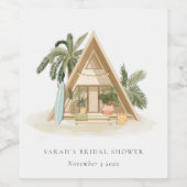 トロピッ素朴クパームビーチシャックブライダルシャワー ワインラベル (シングルラベル)